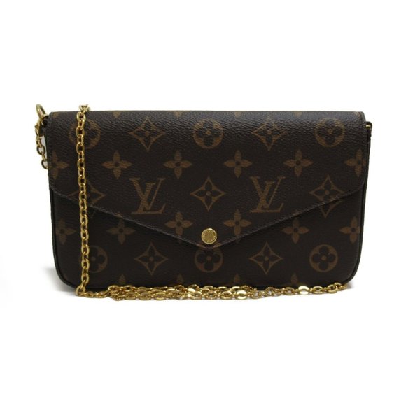 LOUIS VUITTON Pochette Felicie Monogram Canvas Crossbody Bag Brown